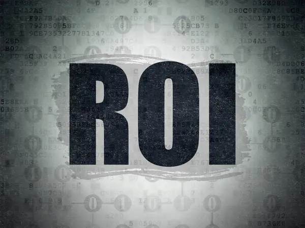 Concepto de negocio: ROI en el fondo del documento de datos digitales —  Fotos de Stock
