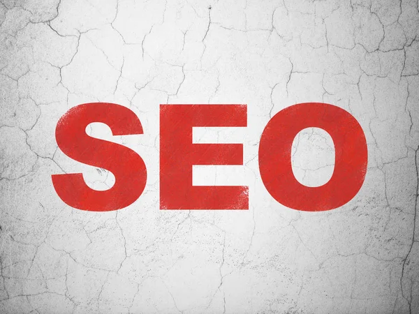 Концепция веб-разработки: SEO на фоне стен — стоковое фото