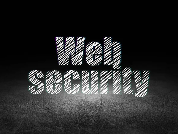 Koncepce designu webu: Web bezpečnost v temné místnosti grunge — Stock fotografie
