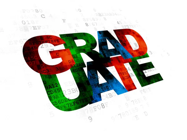 Tanulás fogalma: diplomás a digitális háttér — Stock Fotó