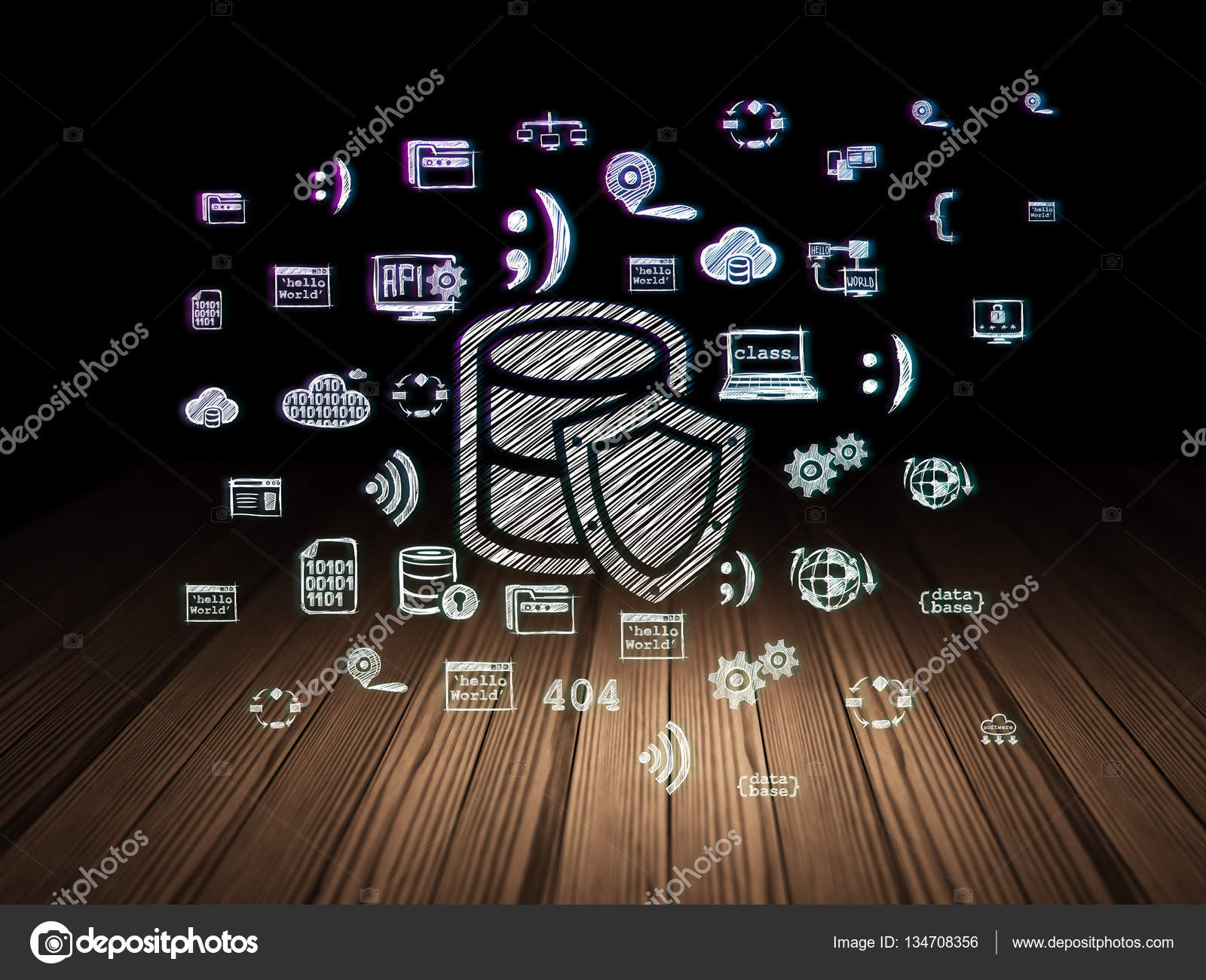 Concepto de programación: base de datos con escudo en cuarto oscuro ... Concepto de programación: base de datos con escudo en cuarto oscuro ...