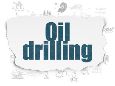 Endüstri kavramı: Petrol Delme yırtılmış kağıt arka plan üzerinde
