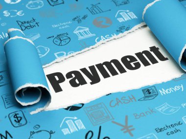 Para kavramı: metin ödeme yırtık kağıt altında siyah