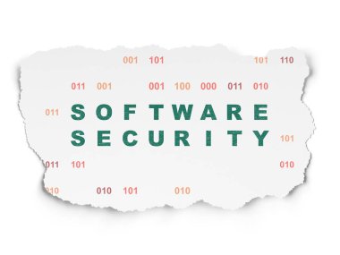 Gizlilik kavramı: yırtık kağıt arka plan üzerinde yazılım güvenliği