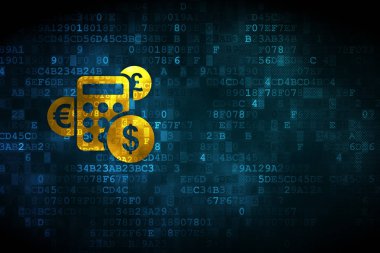 Haber kavramı: dijital arka plan üzerinde hesap makinesi