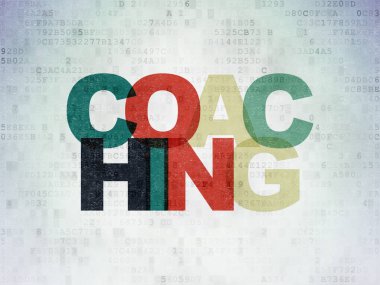 Eğitim kavramı: dijital veri kağıt arka plan üzerinde koçluk