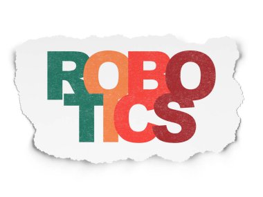 Bilim konsepti: Yırtık Kağıt zemininde robotik