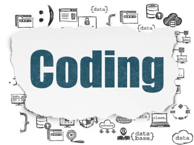 Programlama kavramı: yırtık kağıt arka planda kodlama