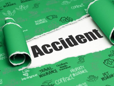 Sigorta kavramı: metin kaza yırtık kağıt altında siyah