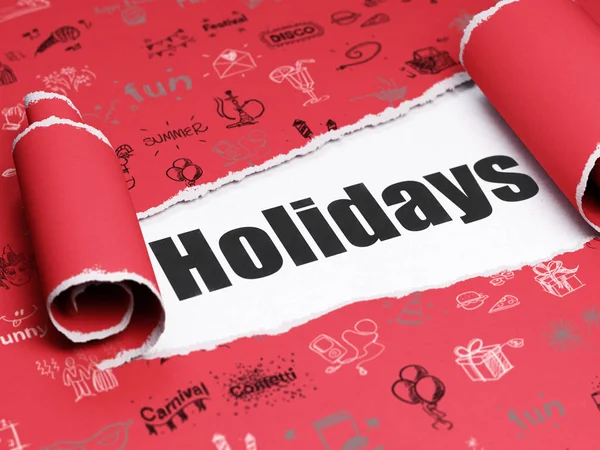 Holiday concept: black text Holidays under the piece of  torn paper — Stock Photo, Image