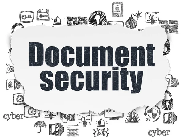 Концепция защиты: Безопасность документов на фоне порванной бумаги — стоковое фото