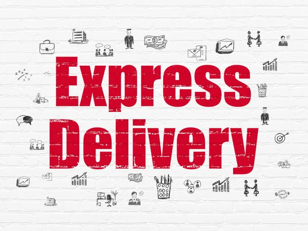 Concetto di finanza: Express Delivery sullo sfondo della parete — Foto Stock