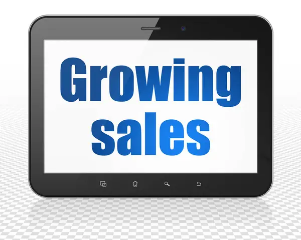 Finance concept: Tablet Pc Computer with Growing Sales on display — Stock Photo, Image