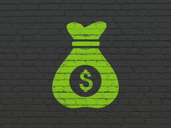 Ekonomi kavramı: para çantasını duvar arka plan üzerinde