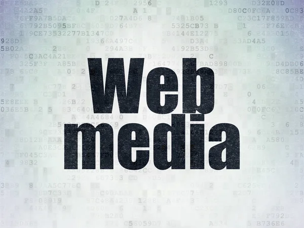 Concept de conception Web : Médias Web sur fond de papier numérique — Photo