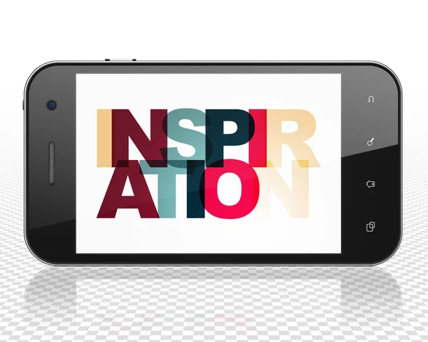 Концепция рекламы: Смартфон с вдохновением на дисплее — стоковое фото