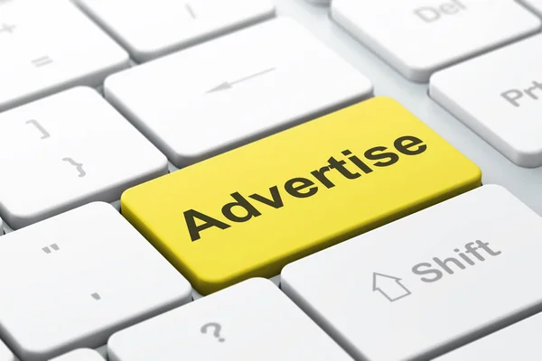 Werbekonzept: Werbung auf Computertastatur-Hintergrund — Stockfoto