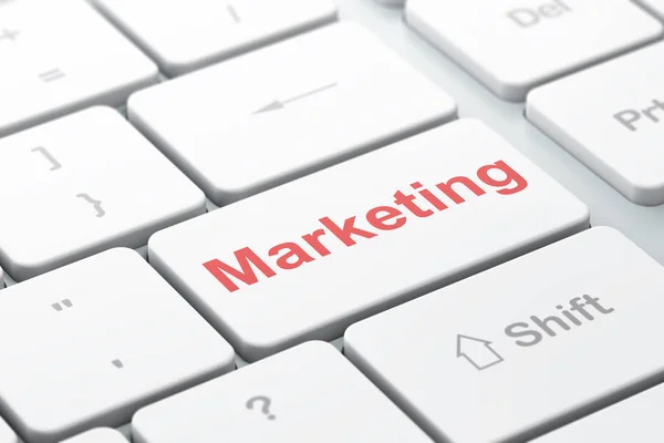 Concepto de marketing: Marketing en el fondo del teclado del ordenador — Foto de Stock