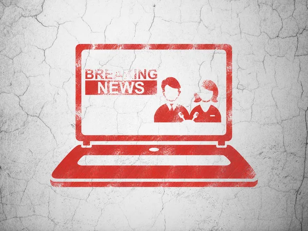 News concept: Breaking News On Laptop on wall background — Stock Photo, Image