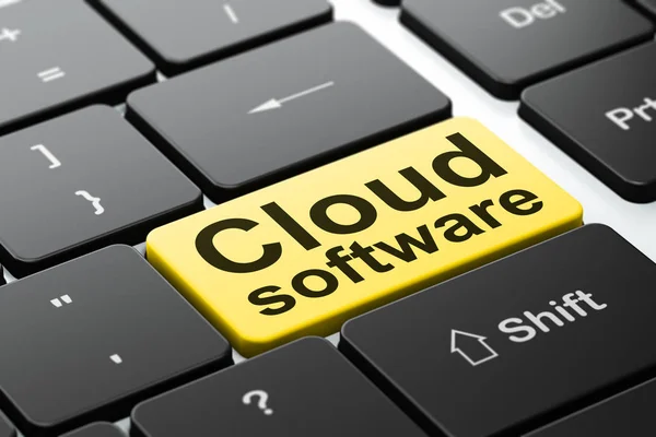 Concetto di tecnologia cloud: software cloud su sfondo tastiera del computer — Foto Stock