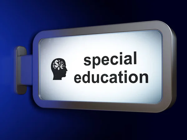 Education concept: Special Education and Head With Finance Symbol on billboard background — Stock Photo, Image