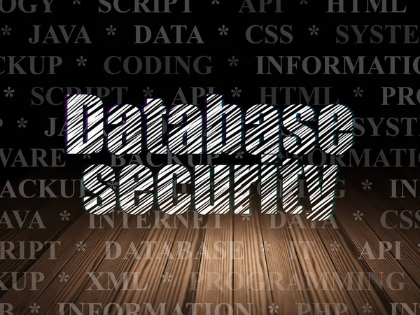 Concepto de software: Seguridad de la base de datos en sala oscura grunge —  Fotos de Stock