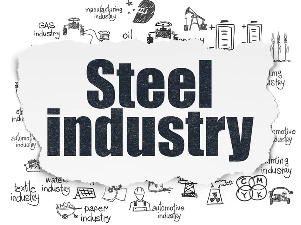 Conceito da indústria: Indústria siderúrgica no fundo do papel rasgado — Fotografia de Stock