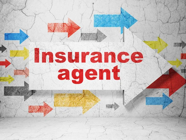 Insurance concept: arrow with Insurance Agent on grunge wall background — Stock Photo, Image