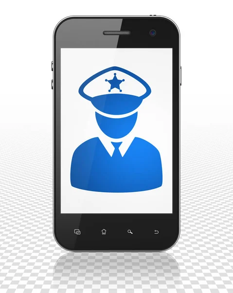 法律概念︰ 智能手机在显示与警察 — 图库照片
