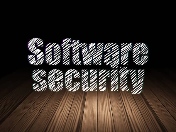 Veiligheidsconcept: softwarebeveiliging in grunge donkere kamer — Stockfoto