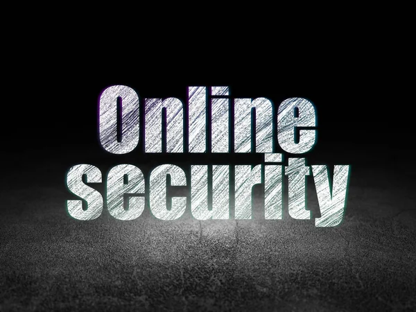 Koncepcja bezpieczeństwa: Online Security w ciemnym pokoju grunge — Zdjęcie stockowe