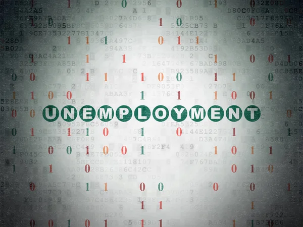 Koncepcja biznesowa: bezrobocie na tle cyfrowych danych papierze — Zdjęcie stockowe