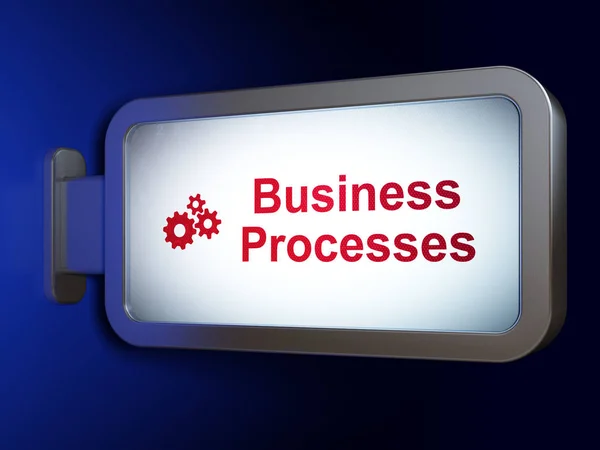 Finance concept: Business Processes and Gears on billboard background — Stock Photo, Image