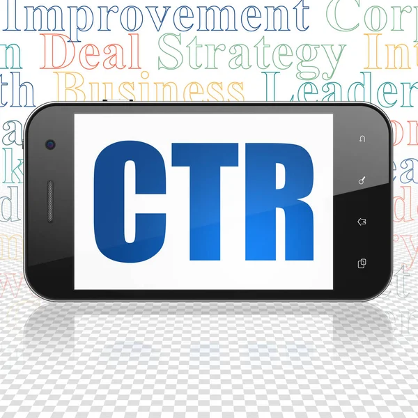 Conceito de financiamento: Smartphone com CTR em exibição — Fotografia de Stock