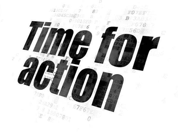 Conceito de tempo: Tempo de ação sobre fundo digital — Fotografia de Stock