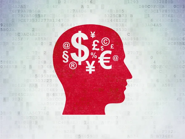 Advertising concept: Head With Finance Symbol on Digital Data Paper background — Stock Photo, Image