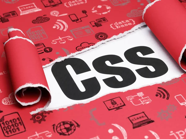 Software concept: zwarte tekst Css onder het stuk gescheurd papier — Stockfoto