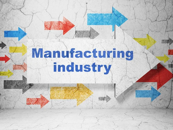 Concetto di settore: freccia con l'industria manifatturiera su sfondo grunge wall — Foto Stock