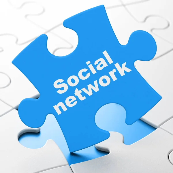 Koncepcja społecznej sieci: sieci społecznych na tle puzzle — Zdjęcie stockowe