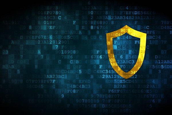 Protection concept: Contoured Shield on digital background