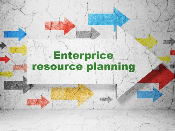 Conceito de finanças: seta com Enterprice Resource Planning em fundo parede grunge — Fotografia de Stock