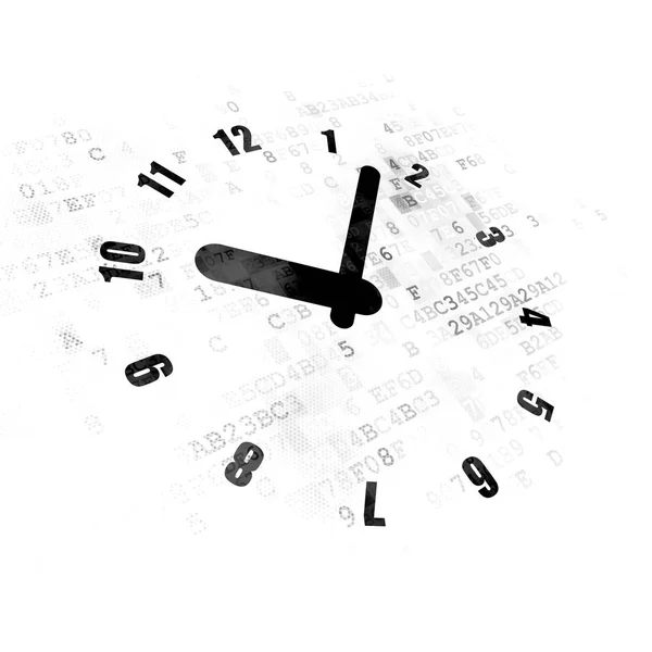 Concepto de tiempo: Reloj sobre fondo digital —  Fotos de Stock