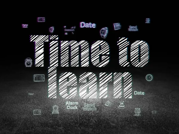 Time concept: Time to Learn in grunge dark room — Stock Photo, Image