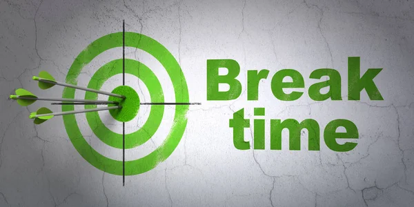 Time concept: target and Break Time on wall background — Stock Photo, Image