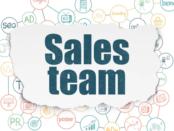 Marketing concept: salesteam op gescheurd papier achtergrond — Stockfoto