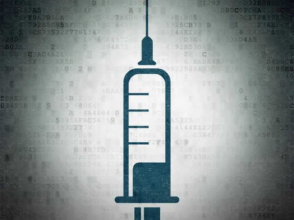 医学概念: デジタル データ用紙の背景に注射器 — ストック写真