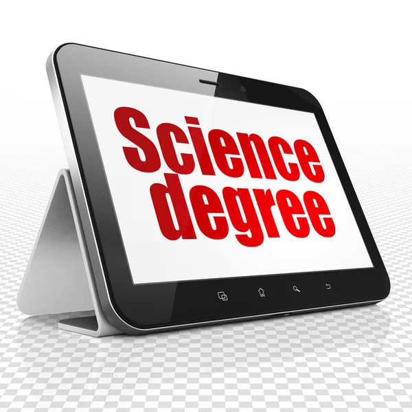 科学概念: ディスプレイ上の科学の学位を持つタブレット コンピューター — ストック写真