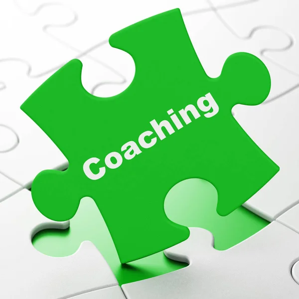 Onderwijs concept: coaching op puzzel achtergrond — Stockfoto