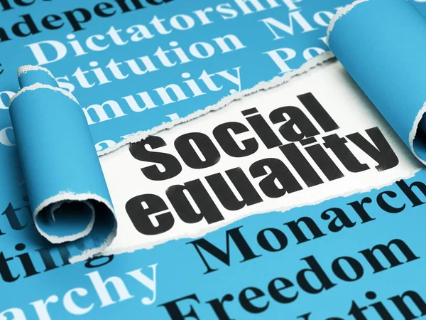 Politisches Konzept: schwarzer Text soziale Gleichheit unter einem Stück zerrissenem Papier — Stockfoto