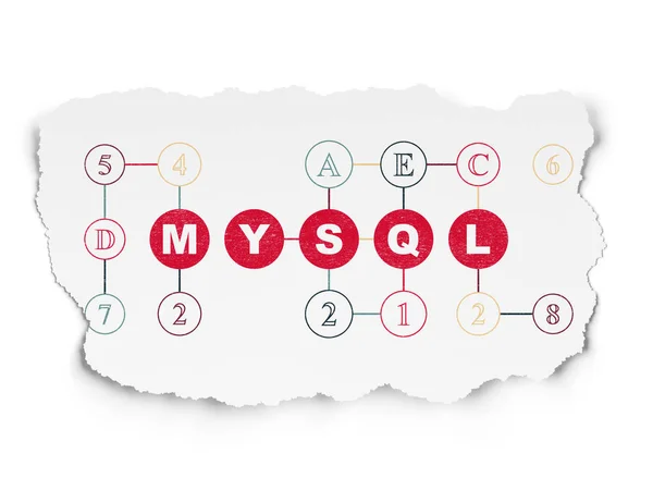 Концепция программирования: MySQL on Torn Paper background — стоковое фото